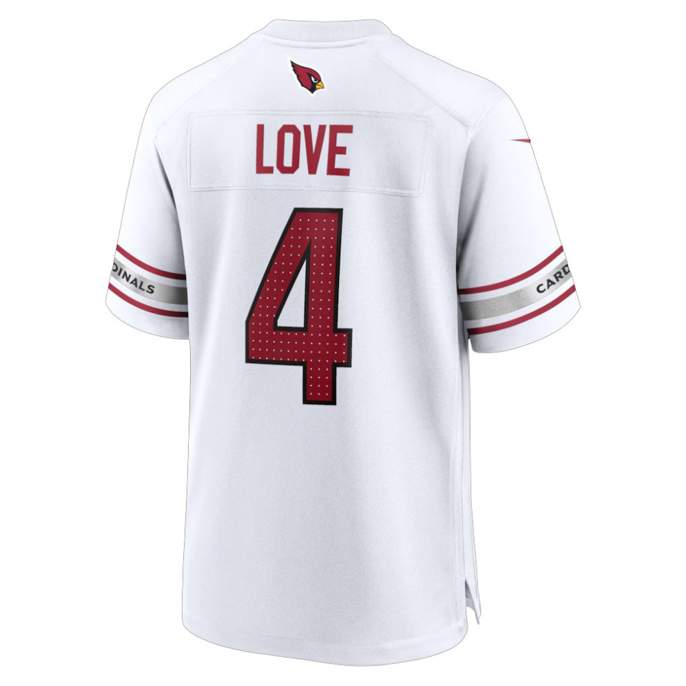 Jeremiyah Love Cardinals #4 White Game Stitched Football Jersey