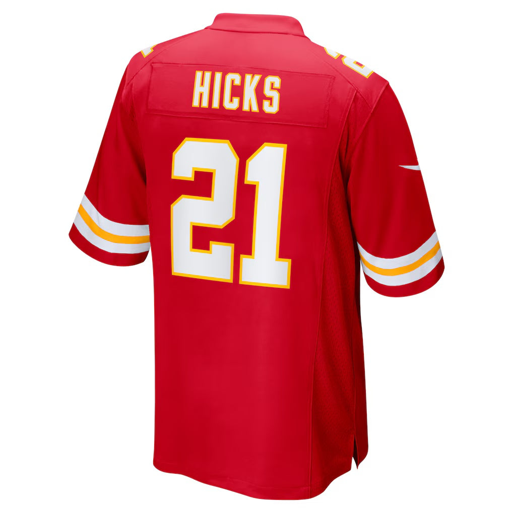 KC.Chiefs #21 Jaden Hicks Red Game Football Jersey MAROU