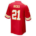 KC.Chiefs #21 Jaden Hicks Red Game Football Jersey MAROU