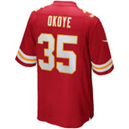 KC.Chiefs #35 Christian Okoye Red Game Retired Player Football Jersey MAROU