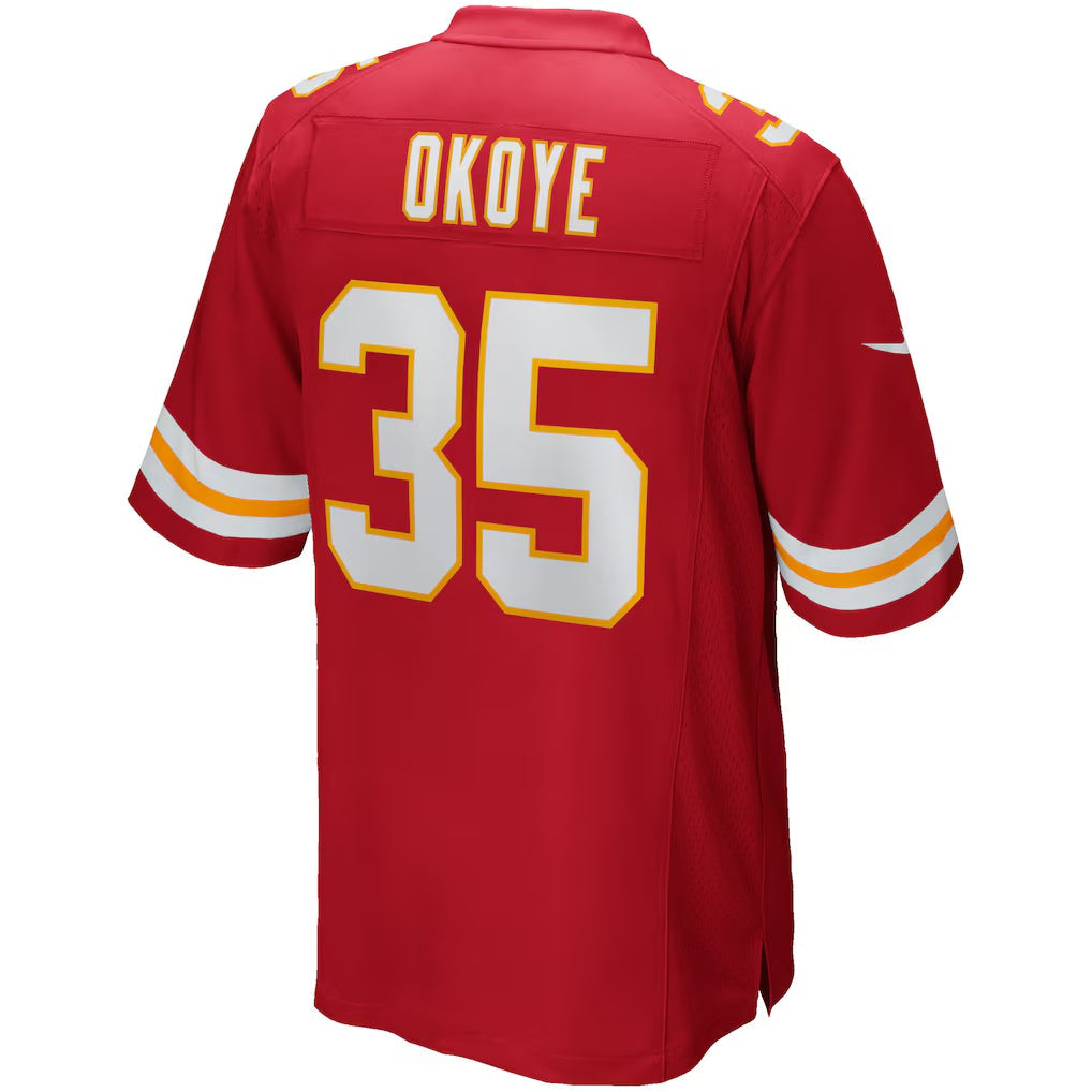 KC.Chiefs #35 Christian Okoye Red Game Retired Player Football Jersey MAROU