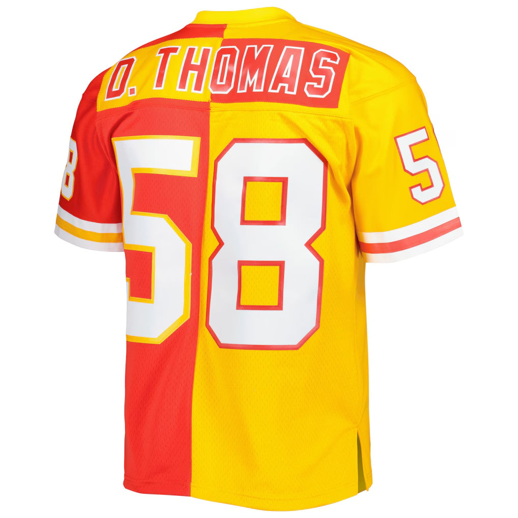 KC.Chiefs #58 Derrick Thomas Mitchell & Ness Red-Gold Split Legacy Replica Football Stitched Jersey