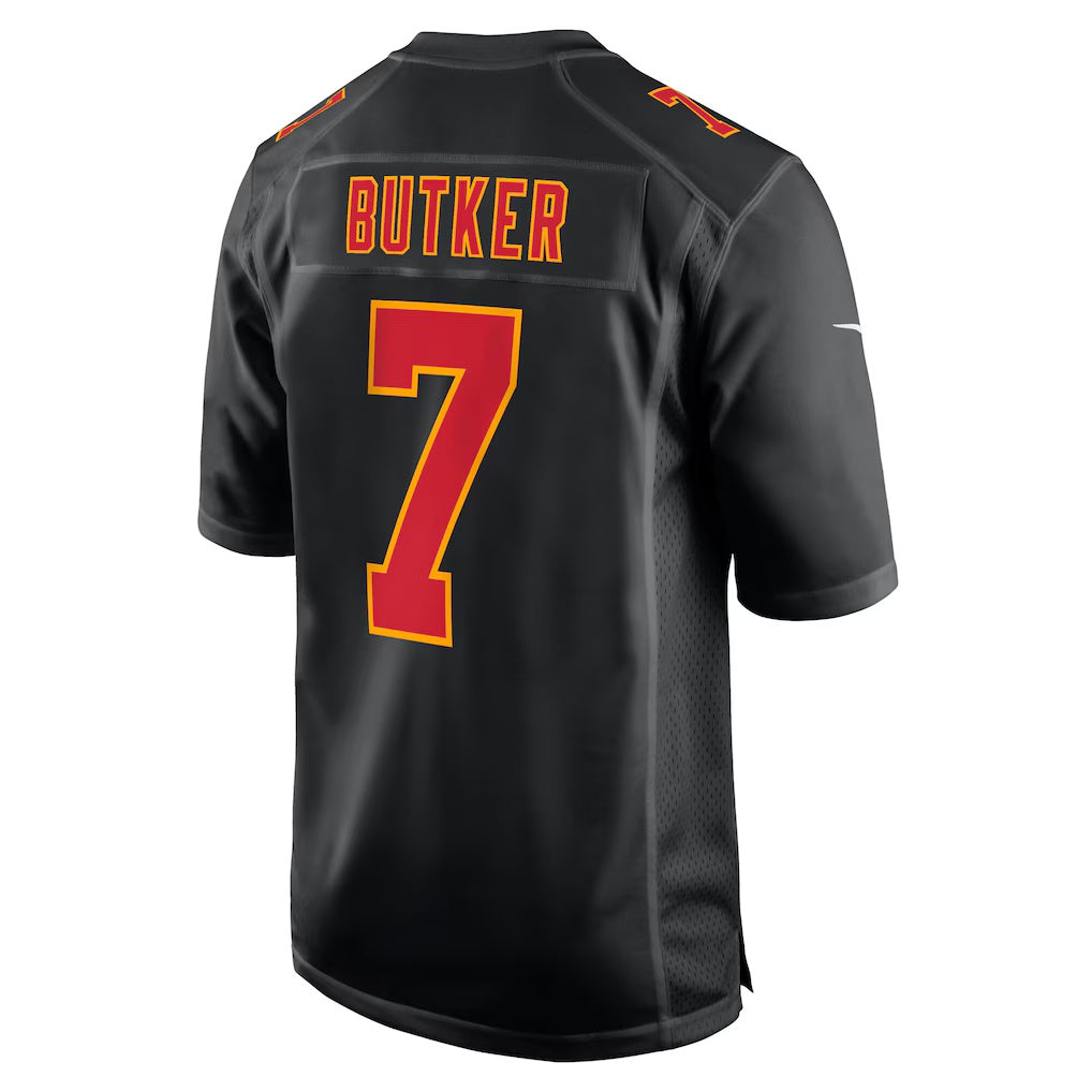 KC.Chiefs #7 Harrison Butker Carbon Black Fashion Game Football Stitched Jersey
