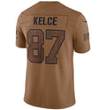 KC.Chiefs #87 Travis Kelce Brown Salute To Service Limited Football Stitched Jersey