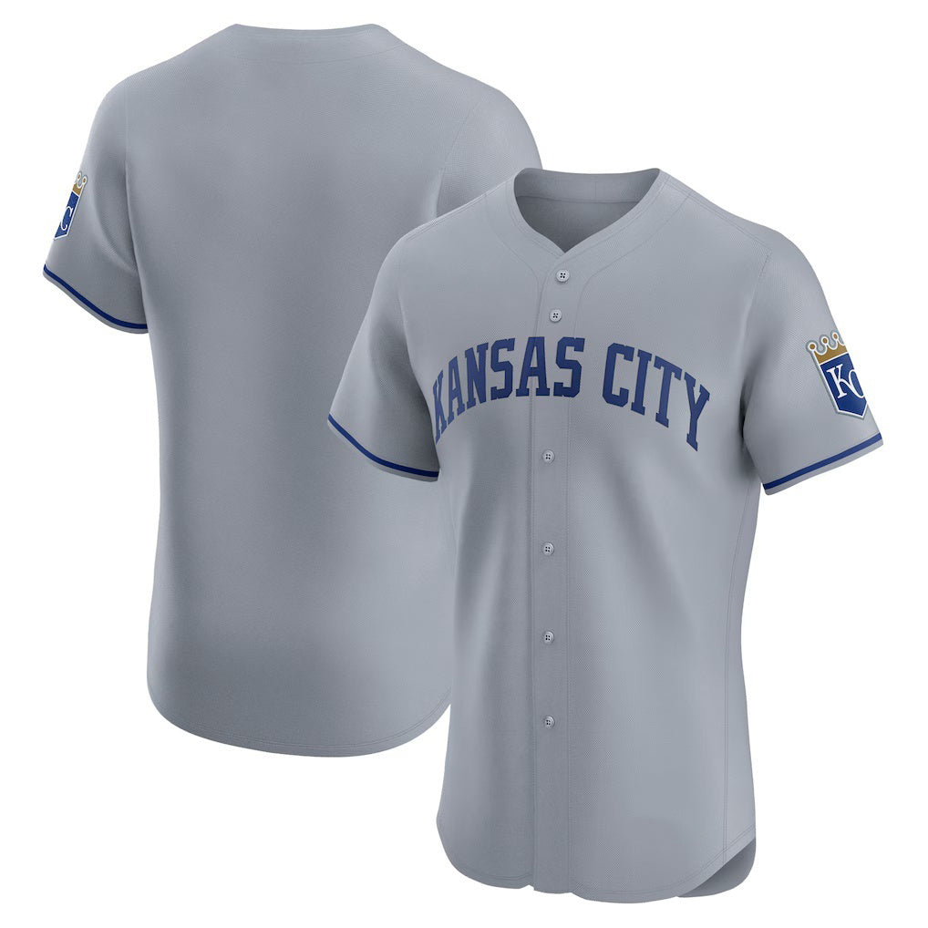 Kansas City Royals Gray Road Vapor Premier Elite Patch Baseball Jersey