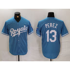 Kansas City Royals #13 Salvador Perez Light Blue Cool Base Stitched Baseball Jersey
