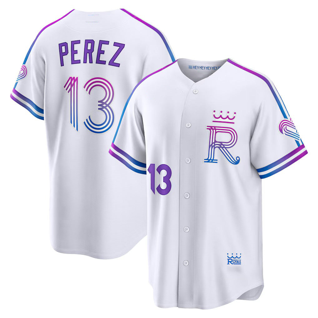 Kansas City Royals #13 Salvador Perez White 2026 City Connect Stadium Baseball Jersey