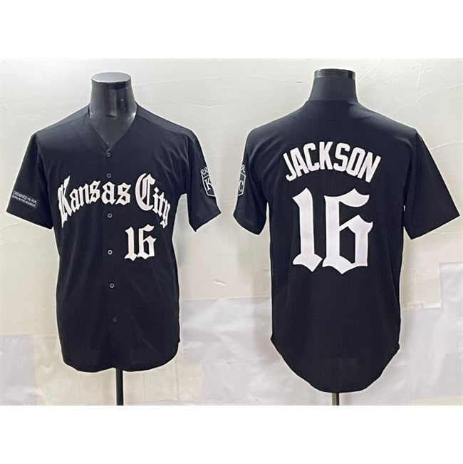 Kansas City Royals #16 Bo Jackson Black 'Gothic Crown Edition' Vapor Premier Limited Stitched Baseball Jersey