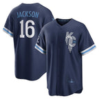Kansas City Royals #16 Bo Jackson Navy City Connect Replica Player Baseball Jersey
