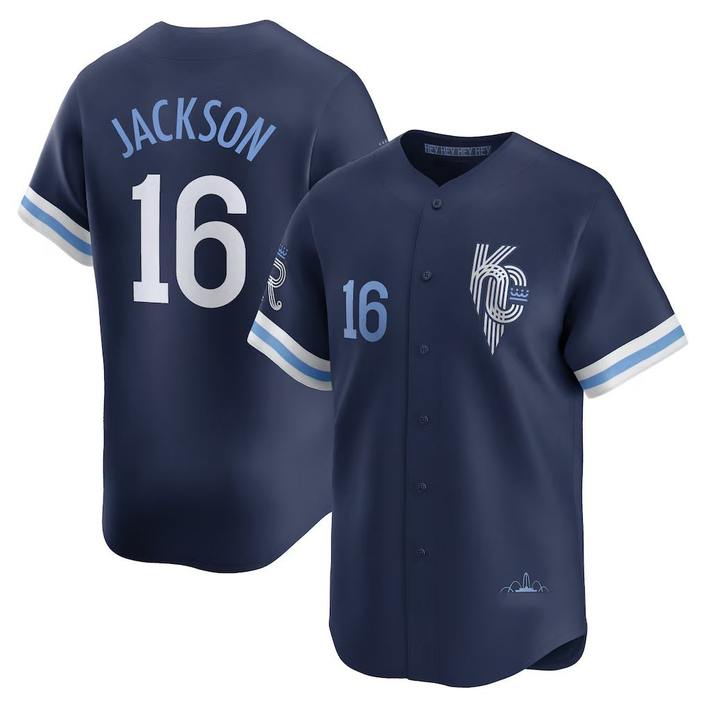 Kansas City Royals #16 Bo Jackson Navy City Connect Retired Player Baseball Jersey