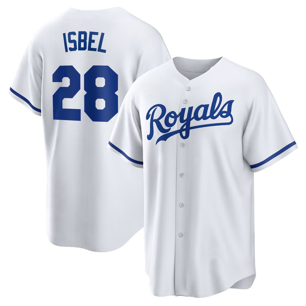 Kansas City Royals #28 Kyle Isbel White Home Replica Baseball Jersey