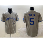 Kansas City Royals #5 George Brett Gray 2024 Away Limited Stitched Baseball Jersey