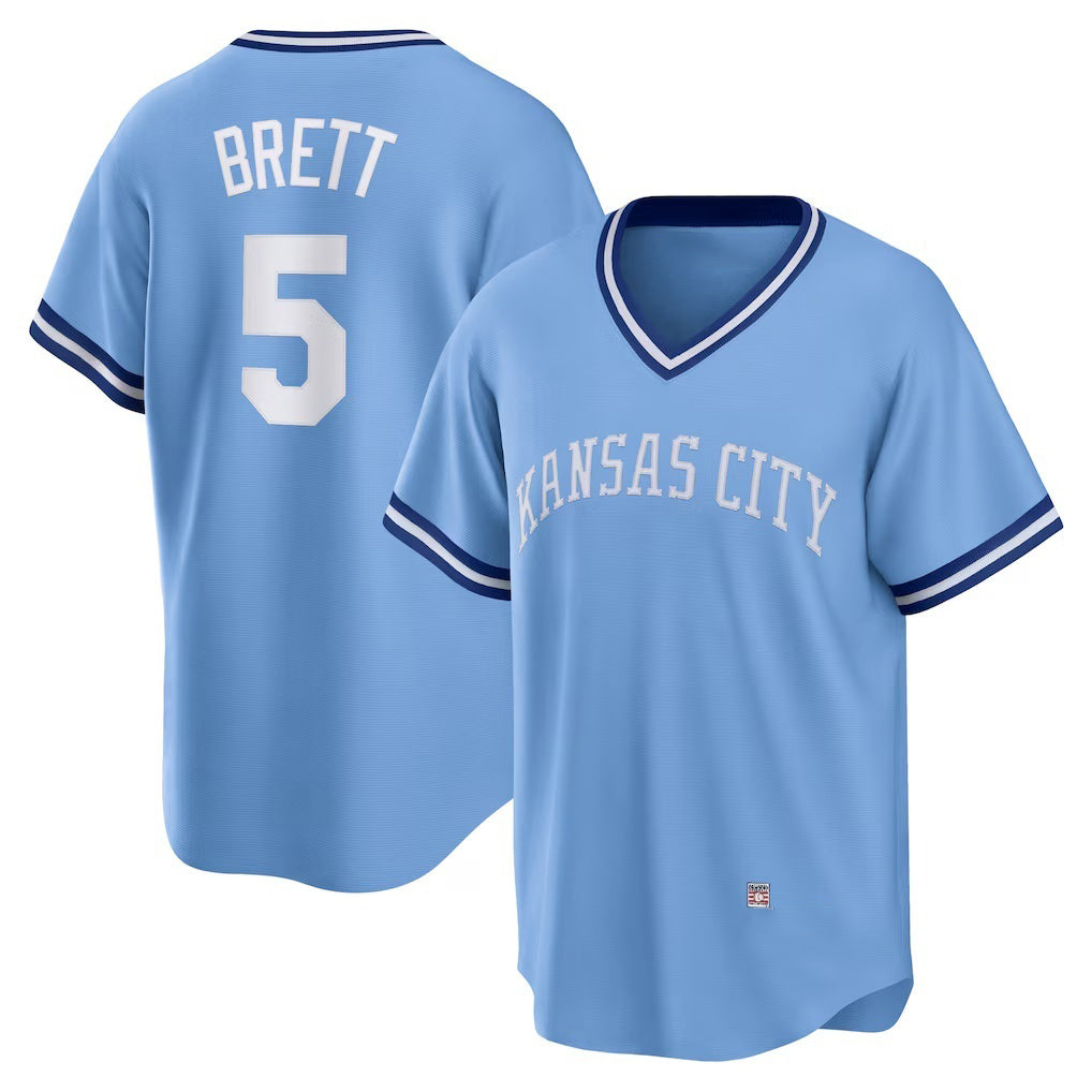 Kansas City Royals #5 George Brett Light Blue Road Cooperstown Collection Player Baseball Jersey