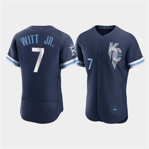 Kansas City Royals #7 Bobby Witt Jr. 2022 Navy City Connect Flex Base Stitched Baseball Jersey