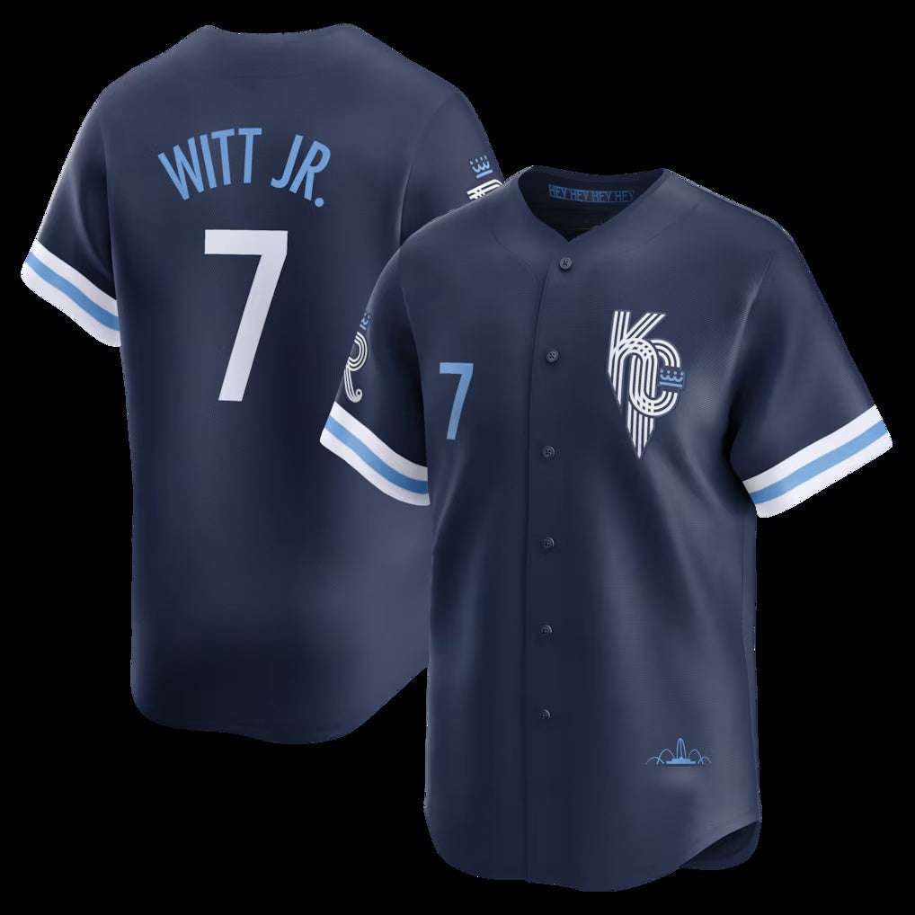 Kansas City Royals #7 Bobby Witt Jr. Nike Navy City Connect Limited Player Baseball Jersey