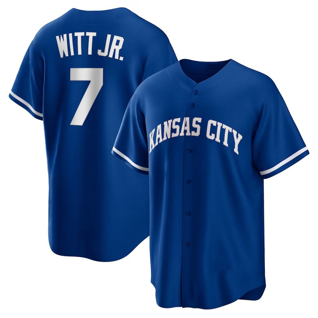 Kansas City Royals #7 Bobby Witt Jr. Rush Blue Alternate 2 Replica Baseball Jersey
