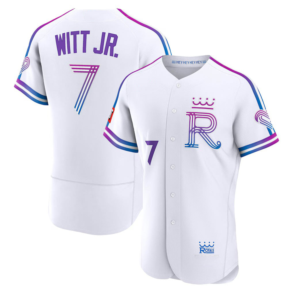 Kansas City Royals #7 Bobby Witt Jr. White 2026 City Connect Authentic Sponsor Patch Baseball Jersey