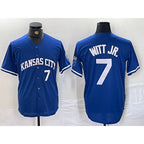 Kansas City Royals #7 Bobby Witt Jr Number Blue Cool Base Stitched Baseball Jersey