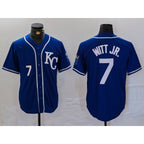 Kansas City Royals #7 Bobby Witt Jr Number Royal Cool Base Stitched Baseball Jersey