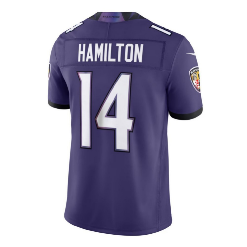 Kyle Hamilton Ravens #14 Purple Vapor F.U.S.E. Sewn Down Limited Stitched Football Jersey