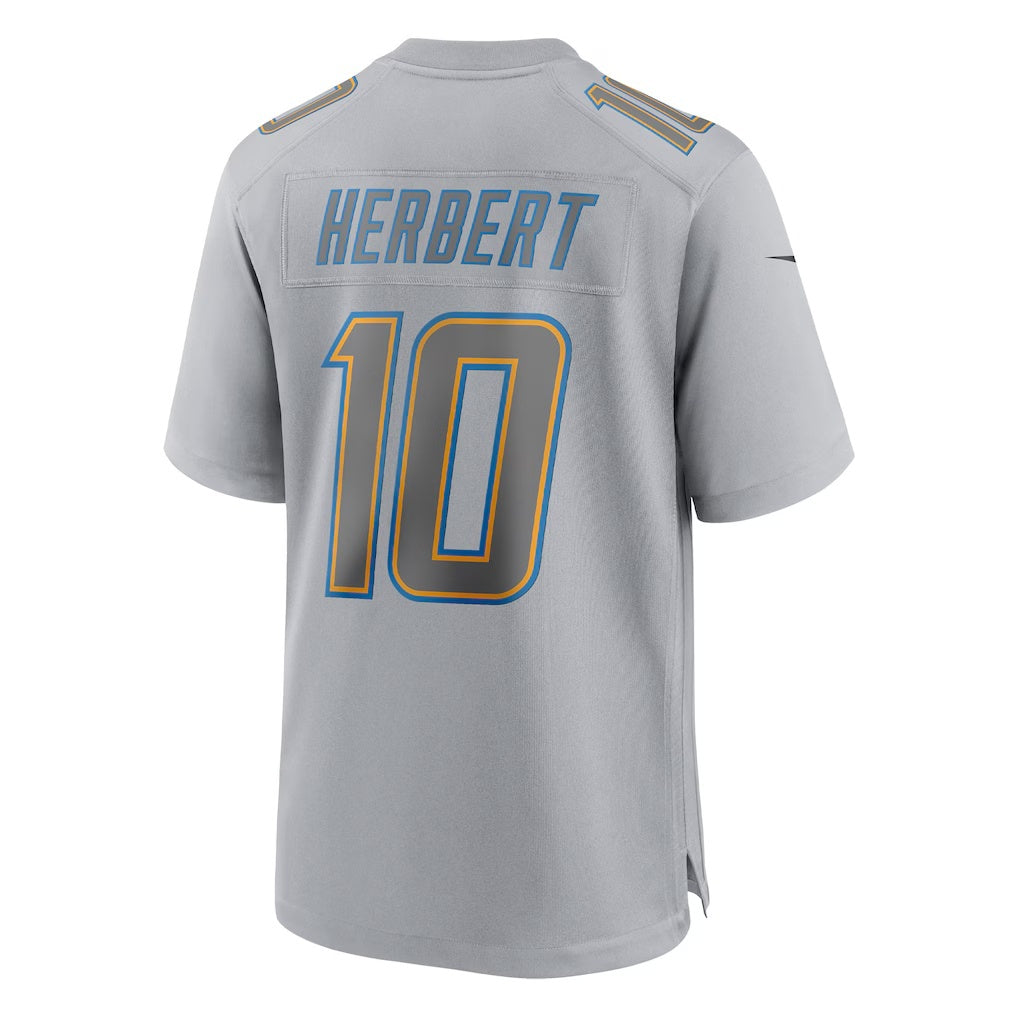 LA.Chargers #10 Justin Herbert Gray Atmosphere Fashion Game Jersey