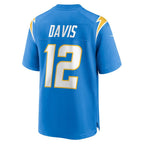 LA.Chargers #12 Derius Davis Powder Blue Team Game Football Jersey Marou