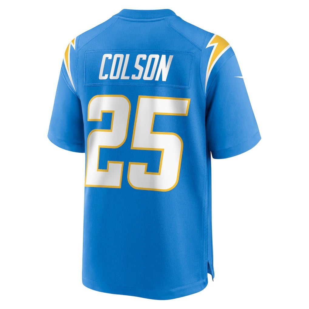 LA.Chargers #25 Junior Colson Powder Blue Team Game Football Jersey Marou