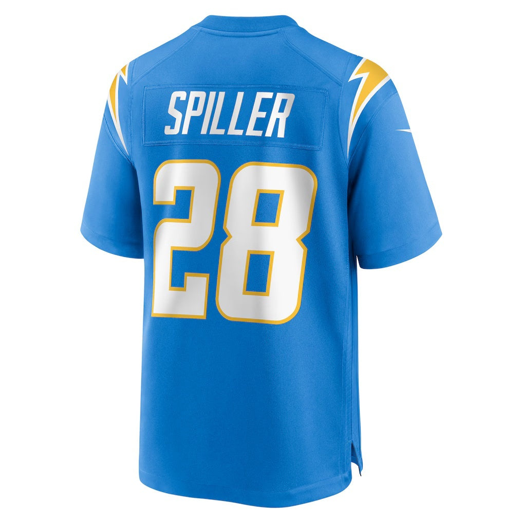 LA.Chargers #28 Isaiah Spiller Powder Blue Game Football Jersey Marou