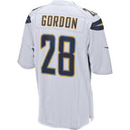LA.Chargers #28 Melvin Gordon III White Game Football Jersey Marou