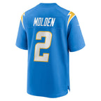 LA.Chargers #2 Elijah Molden Powder Blue Team Game Football Jersey Marou