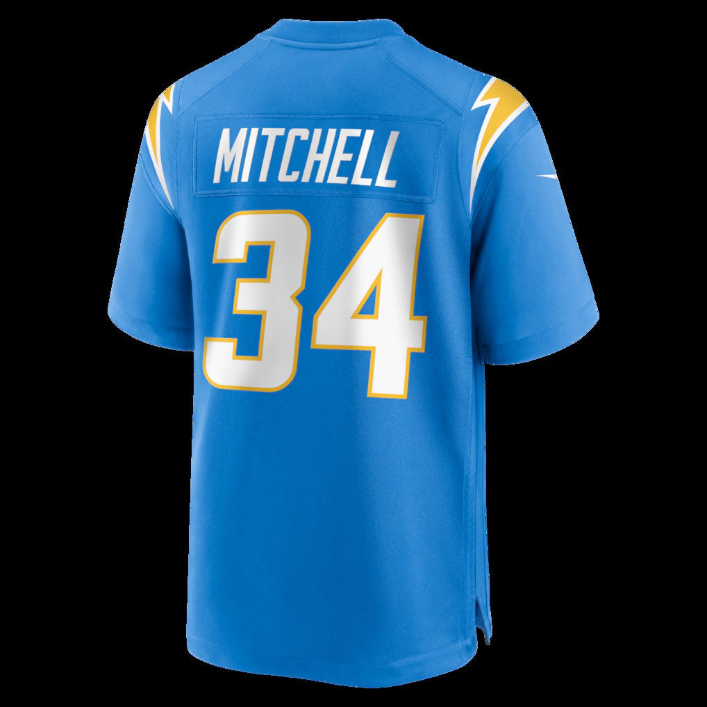 LA.Chargers #34 Keaton Mitchell Powder Blue Team Game Football Jersey Marou