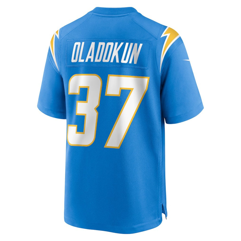 LA.Chargers #37 Jordan Oladokun Powder Blue Team Game Football Jersey Marou