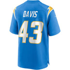 LA.Chargers #43 Michael Davis Powder Blue Game Football Jersey Marou