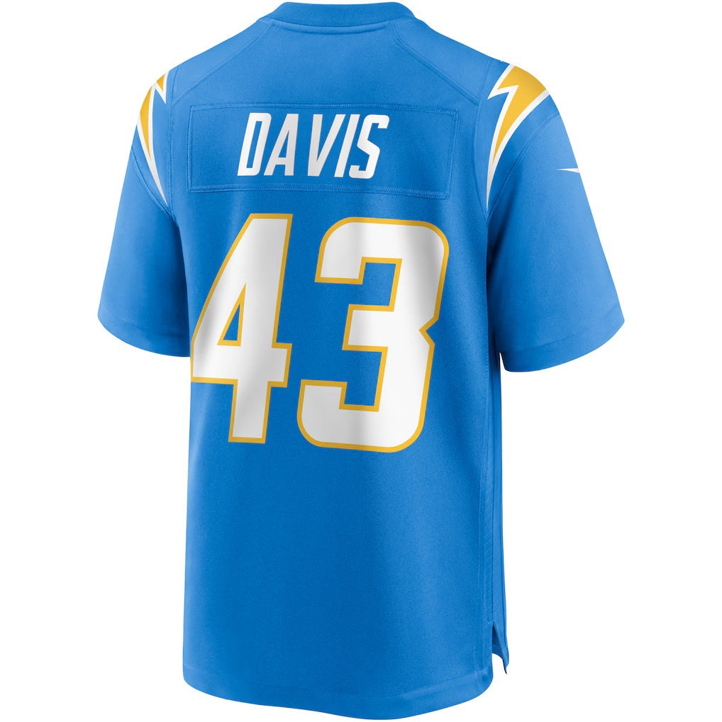 LA.Chargers #43 Michael Davis Powder Blue Game Football Jersey Marou