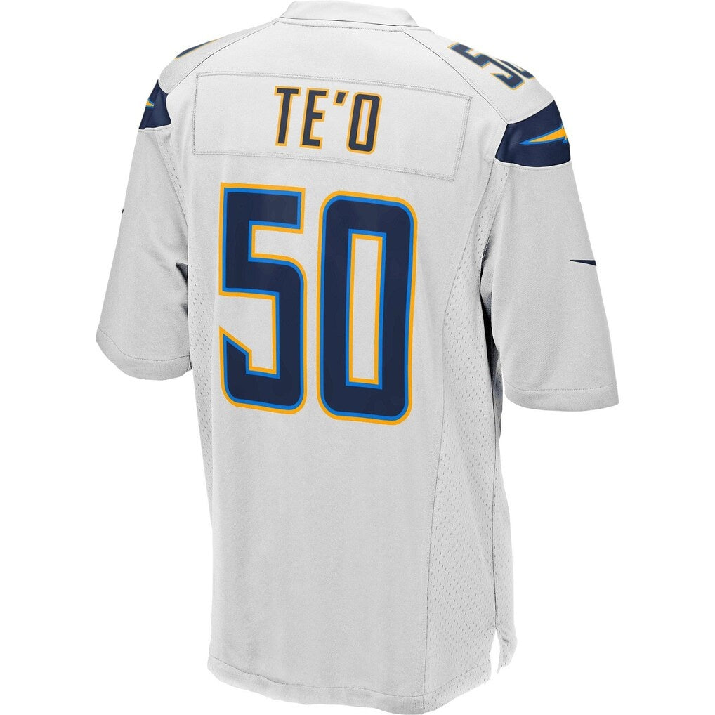 LA.Chargers #50 Manti Te'o White Game Football Jersey Marou