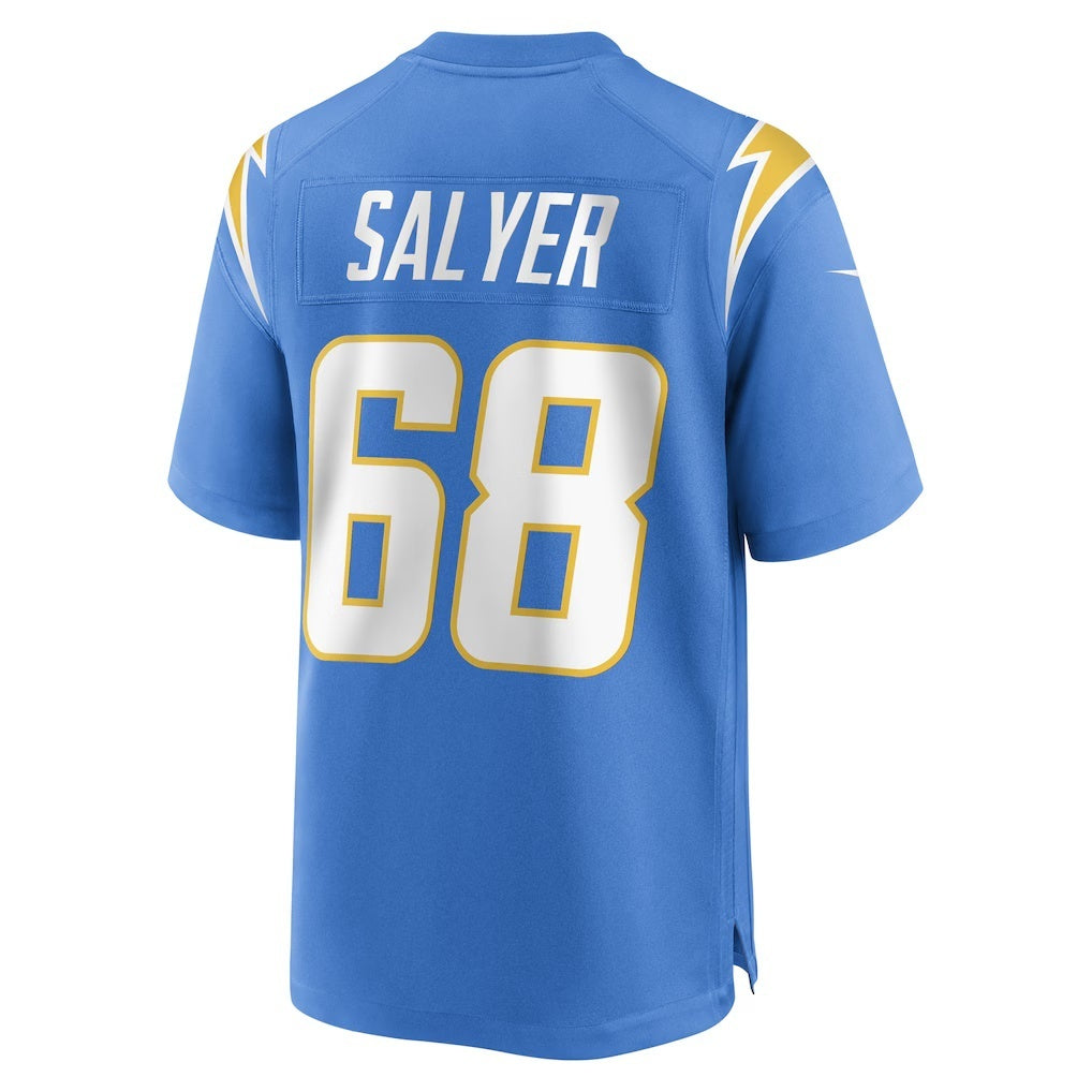 LA.Chargers #68 Jamaree Salyer Powder Blue Game Player Football Jersey Marou