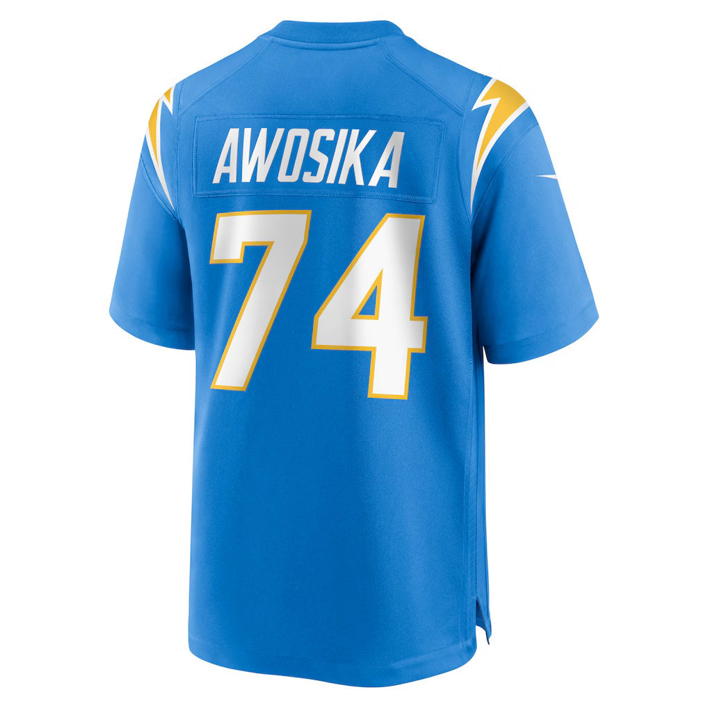 LA.Chargers #74 Kayode Awosika Powder Blue Team Game Football Jersey Marou