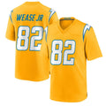 LA.Chargers #82 Theo Wease Jr. Gold Alternate Game Football Stitched Jersey
