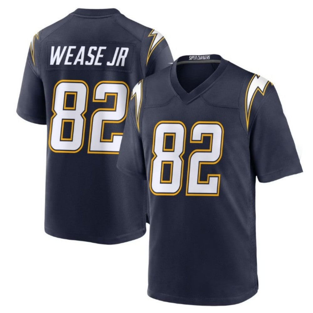 LA.Chargers #82 Theo Wease Jr. Navy Game Football Stitched Jersey