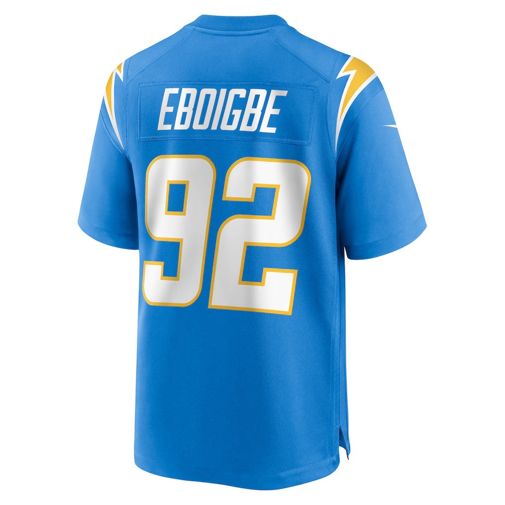 LA.Chargers #92 Justin Eboigbe Powder Blue Team Game Football Jersey MAROU