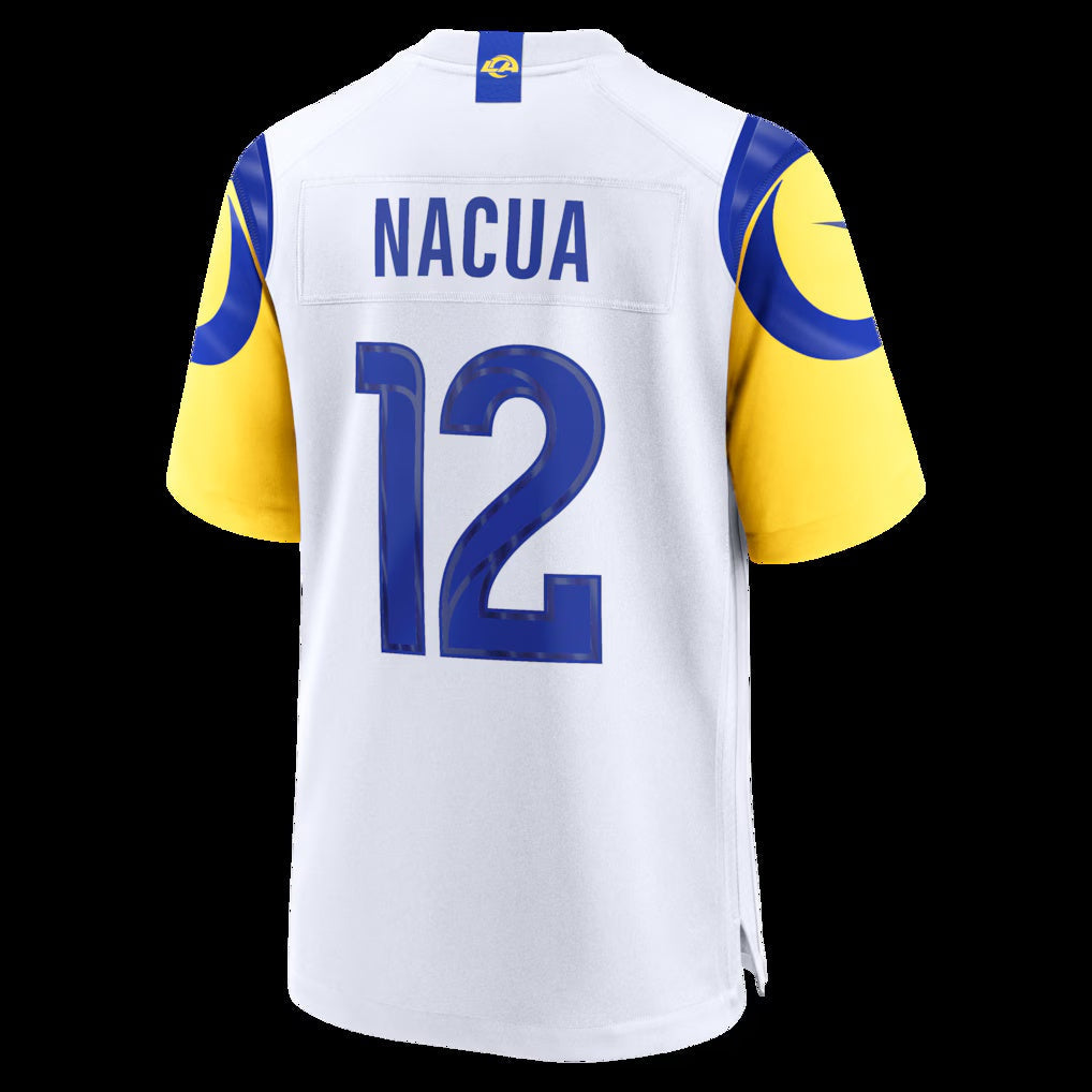LA.Rams #12 Puka Nacua White White Game Player Stitched Football American Jersey