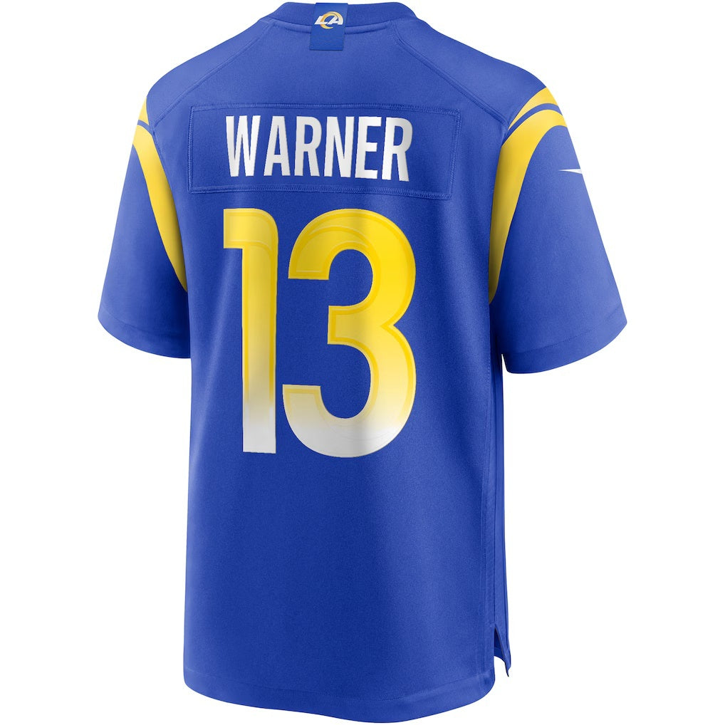 LA.Rams #13 Kurt Warner Royal Game Retired Player Football Jersey Marou