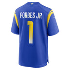 LA.Rams #1 Emmanuel Forbes Jr. Royal Team Game Football Jersey Marou