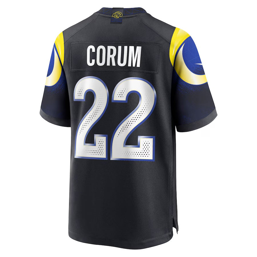 LA.Rams #22 Blake Corum 2025 Rivalries Collection Game Jersey - Midnight Blue