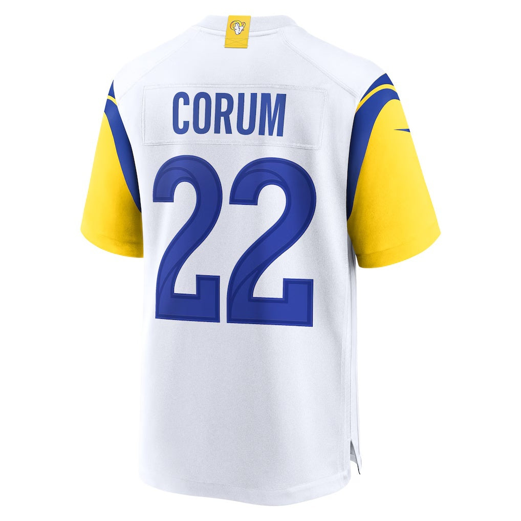 LA.Rams #22 Blake Corum White Game Football Jersey Marou