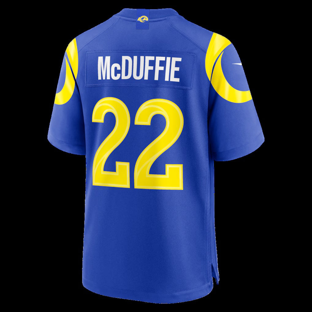 LA.Rams #22 Trent McDuffie Royal Team Game Player Stitched Football American Jersey