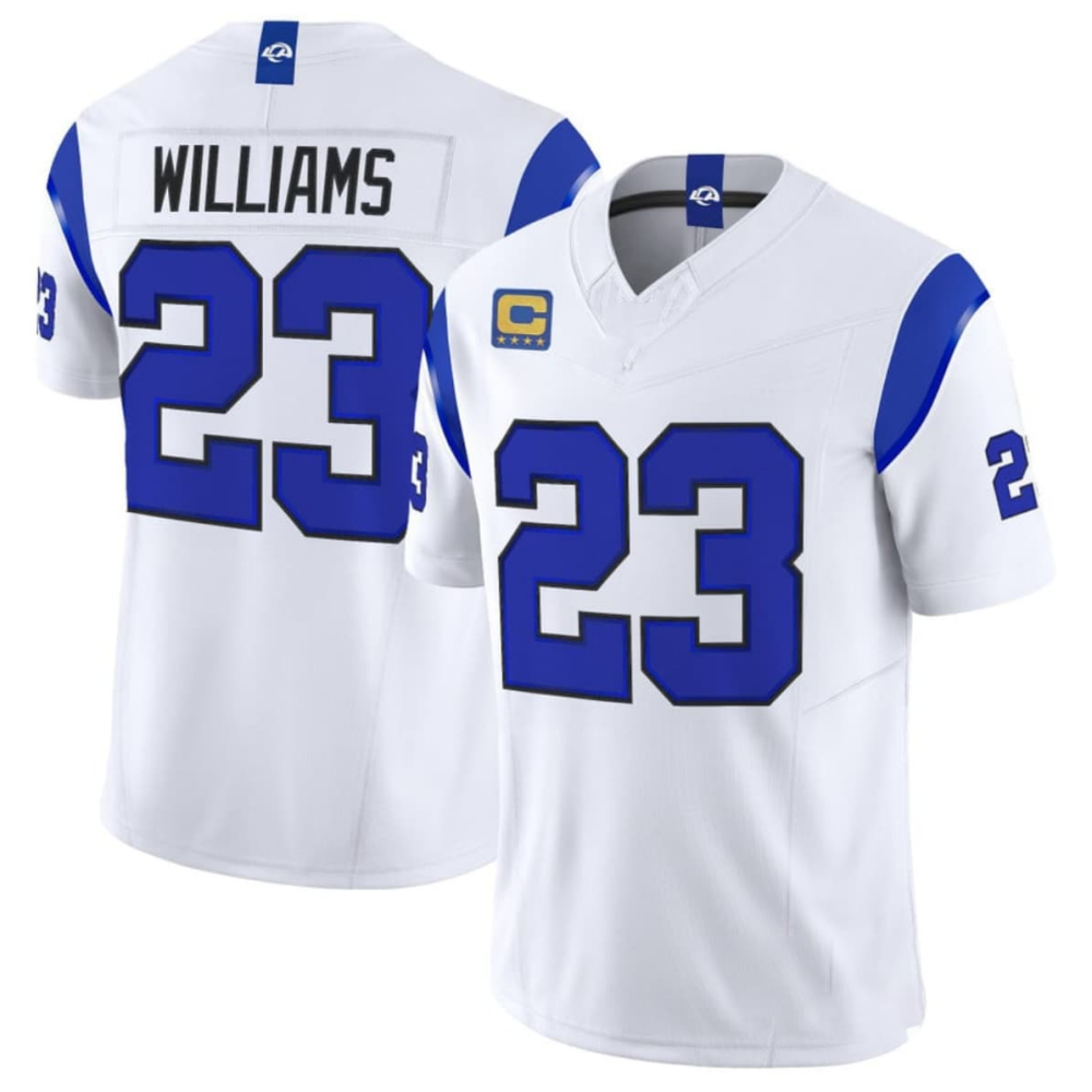 LA.Rams #23 Kyren Williams White 2026 F.U.S.E. With 4- Star C Patch Vapor Limited Football Stitched Jersey