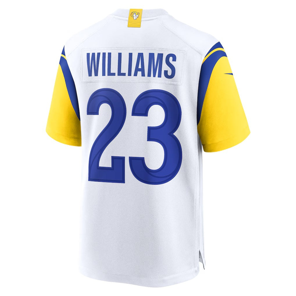 LA.Rams #23 Kyren Williams White Game Football Jersey Marou