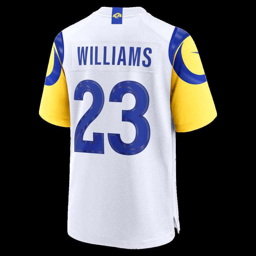 LA.Rams #23 Kyren Williams White White Game Player Stitched Football American Jersey