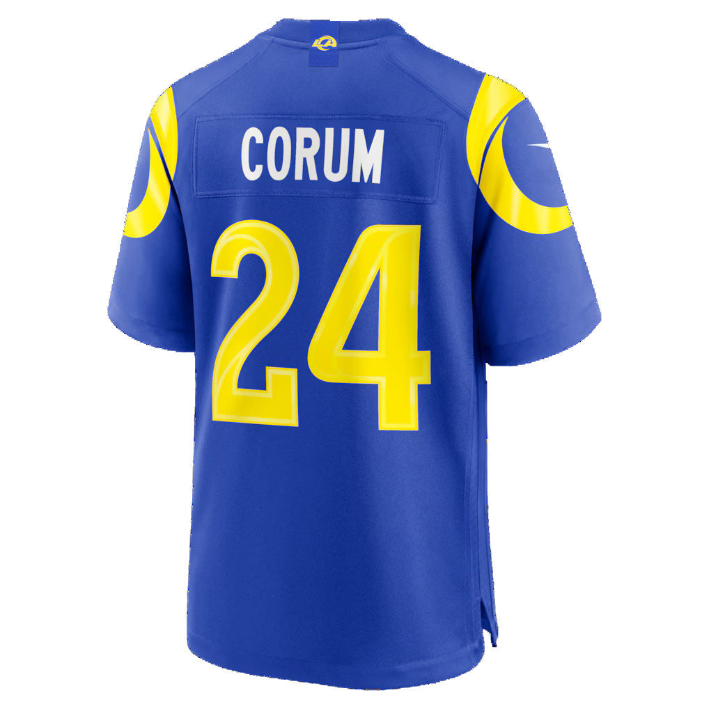 LA.Rams #24 Blake Corum Royal Game Football Jersey